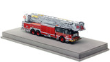 1:50 scale model of Chicago Fire Department 2019 E-One Cyclone II Tower Ladder 10
