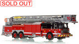 1:50 scale model of Chicago Fire Department 2019 E-One Cyclone II Tower Ladder 10