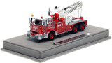 1:50 scale model of City of Los Angeles Fire Department 1967 Crown Firecoach/Holmes 850 Heavy Utility 6 in Red