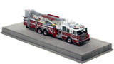 1:50 scale model of Miller Place Fire Department 2013 Seagrave Attacker 95' Tower Ladder 4