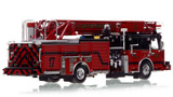 1:50 scale model of St. Louis Fire Dept. 2020 Spartan/Smeal 75' Truck 17 - Covenant Blu/Grand Center