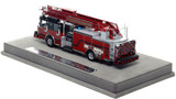 1:50 scale model of St. Louis Fire Dept. 2020 Spartan/Smeal 75' Truck 17 - Covenant Blu/Grand Center