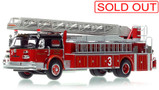 1:50 scale model of  Chicago 1975 American LaFrance 100' Ladder Chief - H&L Co. 3 - North Loop