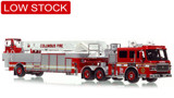 1:50 scale model of Columbus Division of Fire 2001 ALF Eagle/LTI 110’ TDA Ladder 24 - North Columbus