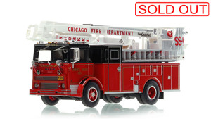1:50 scale model of Chicago 1967 Mack MB/Pierce/Pitman 50' Snorkel Squad 1 - Original