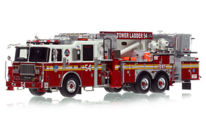 1:50 scale model of FDNY 2016 Seagrave Attacker 75' Tower Ladder 54 - Bronx