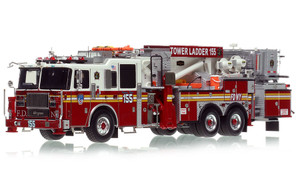 1:50 scale model of FDNY 2016 Seagrave Attacker 75' Tower Ladder 155 - Queens