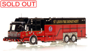 1:50 scale model of St. Louis Fire Department SVI/Spartan Rescue 1