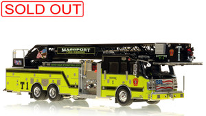 1:50 scale model of Massport Truck 1 Rosenbauer 101' Cobra Aerial Platform