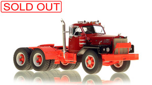 1:50 scale model of Mack® B-81 Tandem Axle Tractor - Burgundy over Red