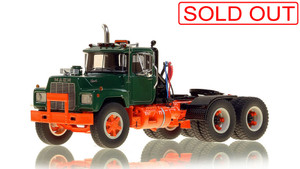 1:50 scale model of Mack® R Tandem Axle Tractor - Green over Orange