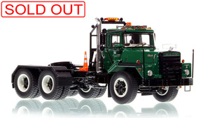 1:50 scale model of Mack DM 800 Tandem Axle Tractor - Green over Black