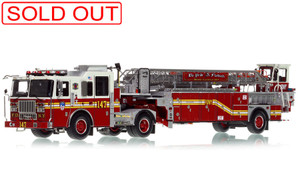 1:50 scale model of FDNY 2016 Seagrave 100' Tractor Drawn Aerial Ladder 147 - Brooklyn