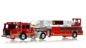 1:50 scale model of Los Angeles County Fire Department 2016 KME AerialCat 100' Quint 3