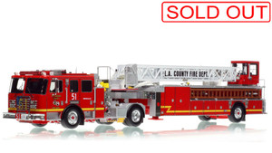 1:50 scale model of Los Angeles County Fire Department 2017 KME AerialCat 100' Quint 51
