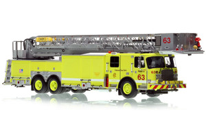 1:50 scale model of Chicago O'Hare 2021 E-One Cyclone II Tower Ladder 63
