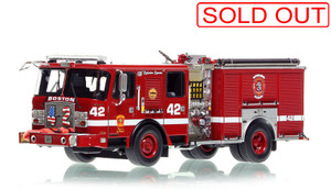 1:50 scale model of Boston Fire Department 2017 E-One Typhoon Engine 42
