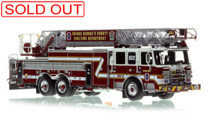 1:50 scale model of PGFD 2021 Pierce Enforcer 107' Ascendant Truck 832 - Allentown