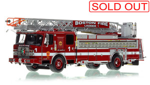 1:50 scale model of Boston Fire Department 2018 E-One Cyclone II - Ladder 1 - North End
