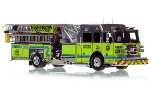 1:50 scale model of Miami-Dade Fire Rescue 2021 Sutphen Monarch Ladder 66 - Village of Homestead