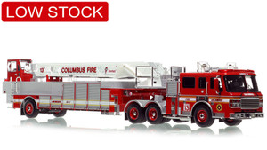 1:50 scale model of Columbus Division of Fire 2001 ALF Eagle/LTI 110’ TDA Ladder 13 - Ohio State University