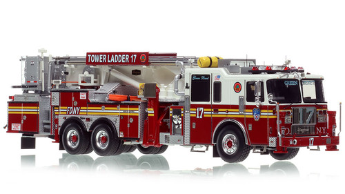 1:50 scale model of FDNY 2017 Seagrave Attacker 75' Tower Ladder 17 - Bronx 1:50 scale model of FDNY 2017 Seagrave Attacker 75' Tower Ladder 17 - Bronx
