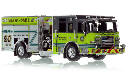 1:50 scale model of Miami-Dade Fire Rescue 2023 Pierce Enforcer Engine 20 - North Miami East 