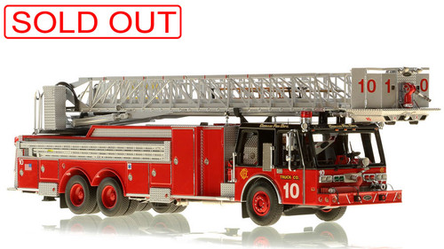 1:50 scale museum grade replica of Chicago Fire Department E-One Hurricane Tower Ladder 10