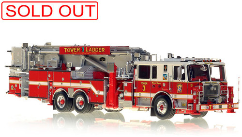 1:50 scale model of Washington D.C. Fire & EMS Tower Ladder 3