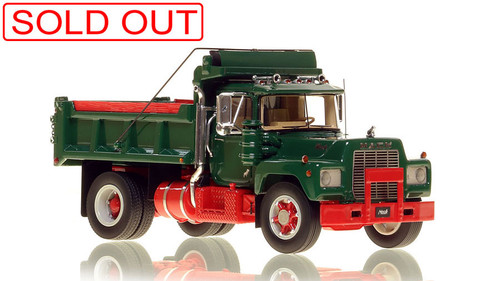 1:50 scale model of Mack® R Single Axle Dump Truck - Green over Red