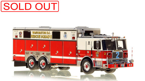 1:50 scale model of D.C. Fire & EMS 2008 Seagrave Rescue Squad 2 - Petworth