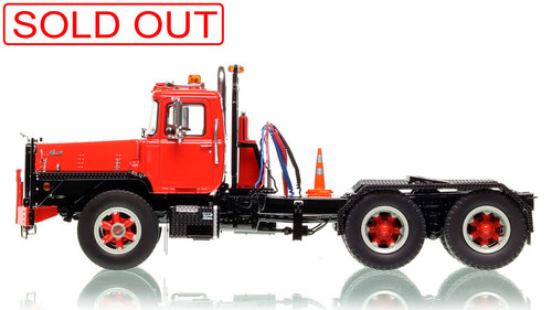 1:50 scale model of Mack DM 800 Tandem Axle Tractor - Red over Black