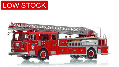 1:50 scale model of FDNY 1983 Seagrave 100' Ladder 28 - Manhattan