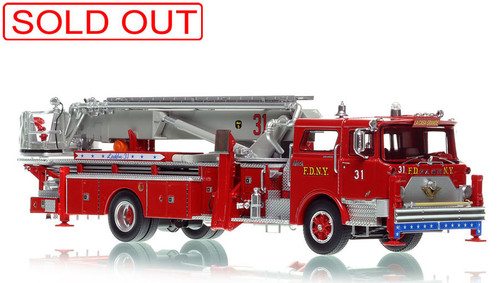 1:50 scale model of FDNY 1973 Mack® CF/Baker 75' Tower Ladder 31 - Bronx