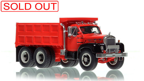 1:50 scale mode of Mack® B61 SX Tandem Axle Dump Truck - Red over Black with Black Fenders