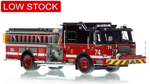 1:50 scale model of Chicago Fire Department 2019 E-One Cyclone II Engine 74