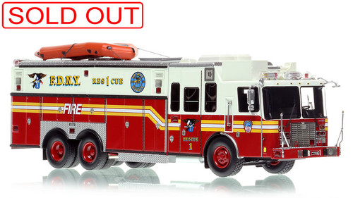 1:50 scale model of FDNY 1996 HME/Saulsbury Rescue 1 - Manhattan