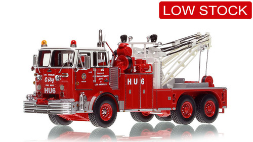 1:50 scale model of City of Los Angeles Fire Department 1967 Crown Firecoach/Holmes 850 Heavy Utility 6 in Red