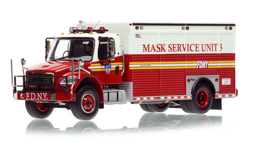 1:50 scale model of FDNY 2015 Freightliner M2/Seagrave Mask Service Unit 3
