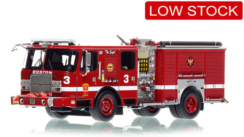 1:50 scale model of Boston Fire Department 2017 E-One Typhoon Engine 3