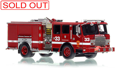 1:50 scale model of Boston Fire Department 2017 E-One Typhoon Engine 33 1:50 scale model of Boston Fire Department 2017 E-One Typhoon Engine 33