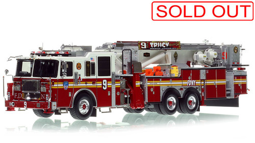 1:50 scale model of FDNY 2013 Seagrave Attacker 95' Tower Ladder 9 - Manhattan 1:50 scale model of FDNY 2013 Seagrave Attacker 95' Tower Ladder 9 - Manhattan