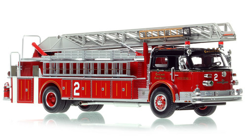 1:50 scale model of Chicago 1975 American LaFrance 100' Ladder Chief - H&L Co. 2 - West Loop