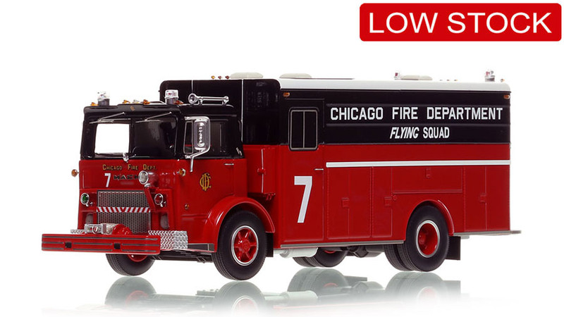 1:50 scale model of Chicago 1970 Mack MB/1972 Platt Flying Manpower Squad 7 -Northwest Side