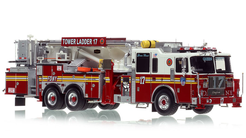 1:50 scale model of FDNY 2017 Seagrave Attacker 75' Tower Ladder 17 - Bronx