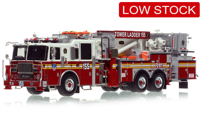 1:50 scale model of FDNY 2016 Seagrave Attacker 75' Tower Ladder 155 - Queens