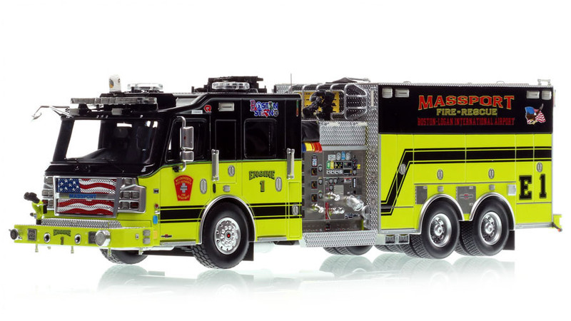 1:50 scale model of Massport Fire-Rescue 2019 Rosenbauer Commander Engine 1
