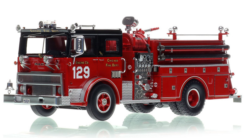1:50 scale model of Chicago Fire Department 1974 Mack MB Engine Co. 129 - South Side - Auburn Gresham