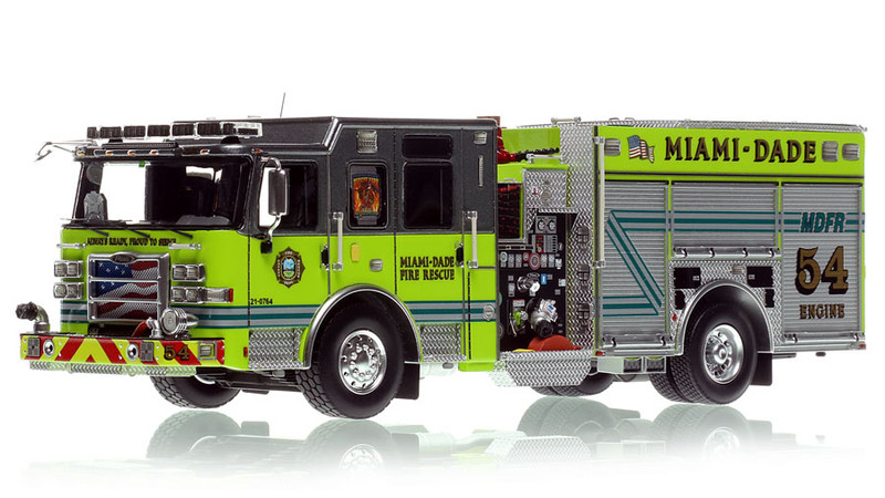1:50 scale model of Miami-Dade Fire Rescue 2023 Pierce Enforcer Engine 54 - Bunche Park