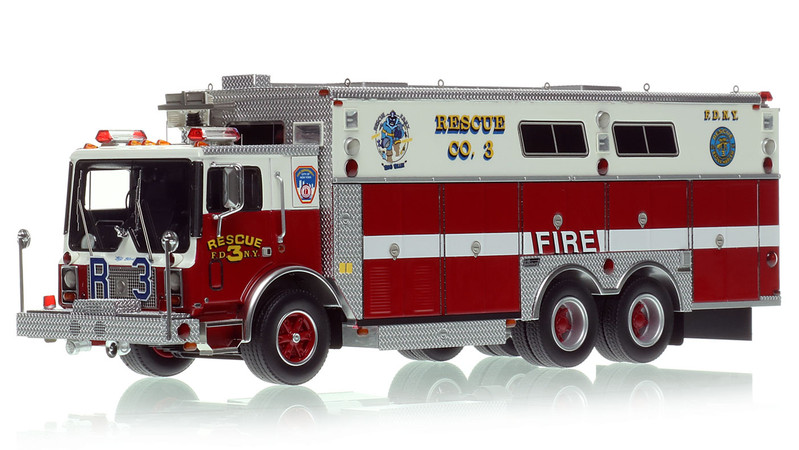 1:50 scale model of FDNY 1988 Mack MC/Saulsbury Rescue 3 - Bronx